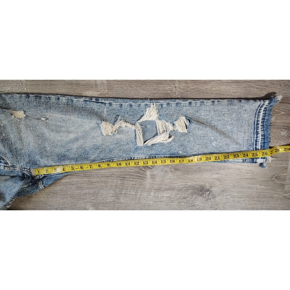 Abercrombie & Fitch Ultra High Rise Ankle‎ Straight Jeans Acid Wash Frayed 28/6R - Picture 5 of 10